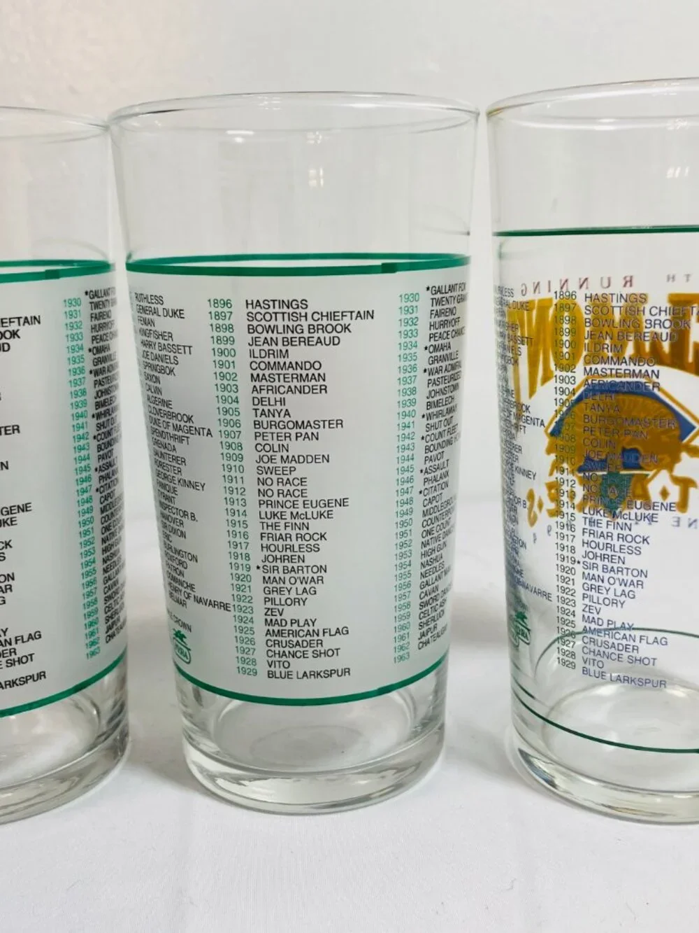 VNTG Lot Of 6 Belmont Stakes Commem Mint Julep Glasses 1993,1994 1999 2007 MINT